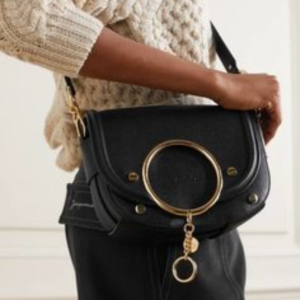 See By Chloe Black Crossbody Bag with Gold Hardware